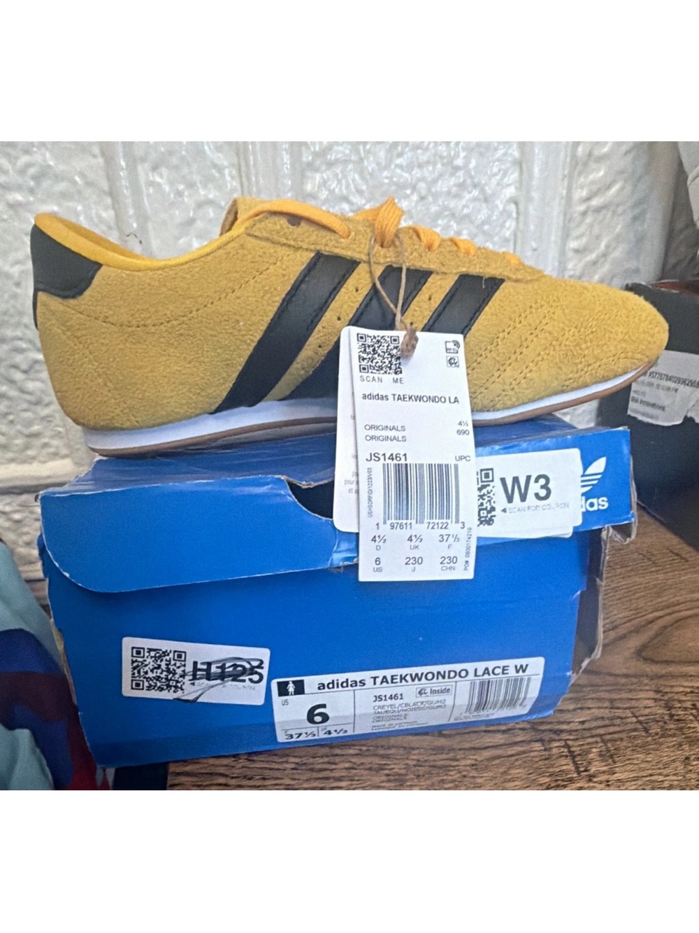 adidas Taekwondo Lace Sneakers in Mustard Yellow with Black Stripes